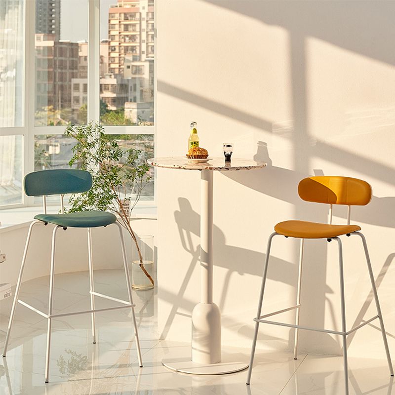 Fixed Bar Table Industrial Bistro Bar Height Cocktail Table with Metal Pedestal