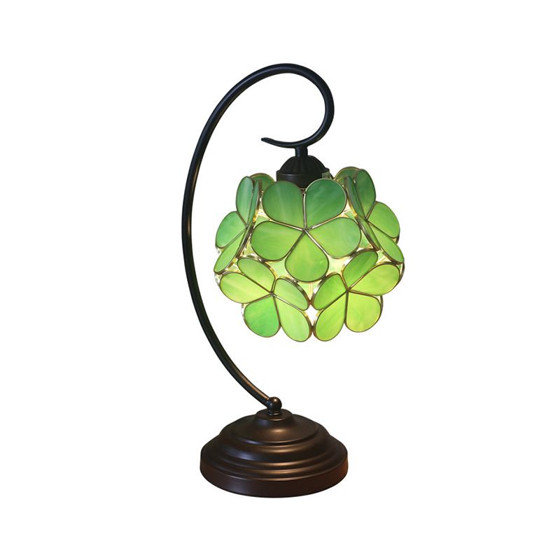 Table en forme de fleur Lumite tête simple beige / rose / jaune en verre Tiffany Style Table table de nuit pour chambre à coucher