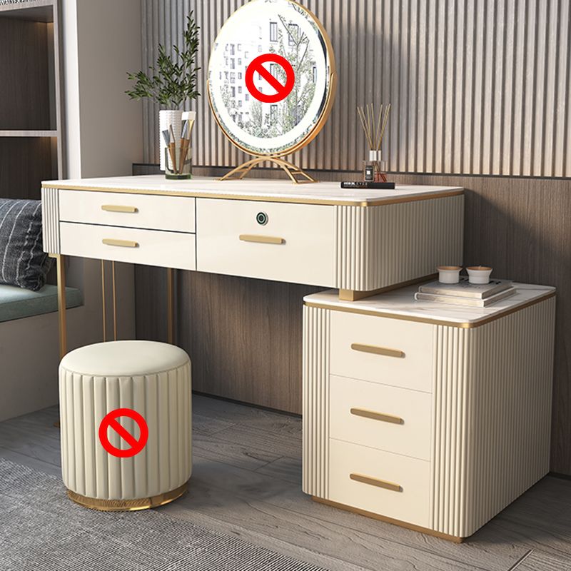 Glam Wood Make-up Vanity Slate Top Vanity Dressing Table with Drawer