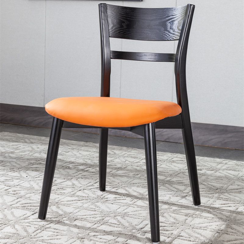 Industrial Home Open Back Chair Matte Finish Wood Dining Chair