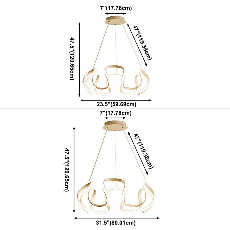 Lámpara de araña retorcida LED moderno de techo acrílico Luz para la sala de estar para la sala de estar dormitorio