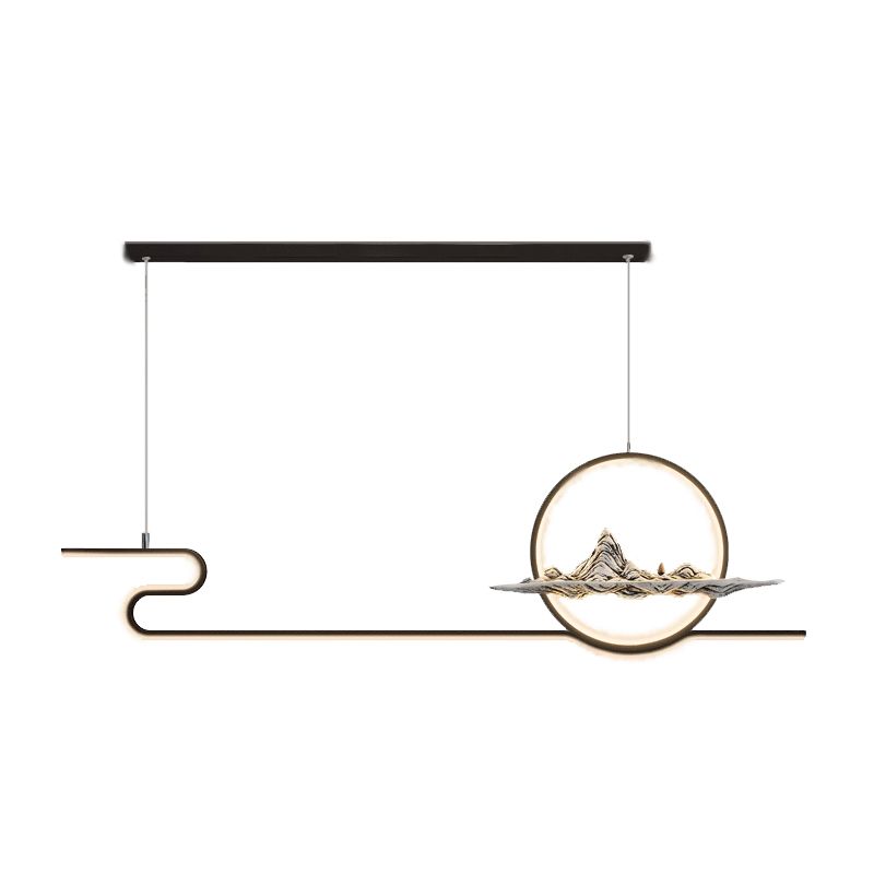 Modern Linear Island Lighting Fixtures Metal 2-Light Pendant Lighting