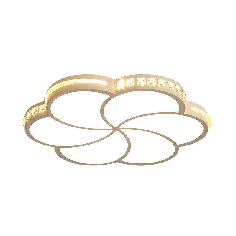 Luz de techo de descarga LED de flores blancas con lámpara de techo acrílico de cristal contemporáneo transparente para la habitación Kid