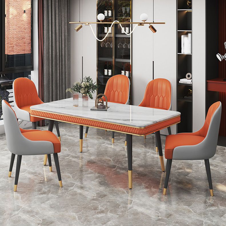 Rectangle Traditional Luxury Dining Table 4 Black Metal Legs Table for Dining Room