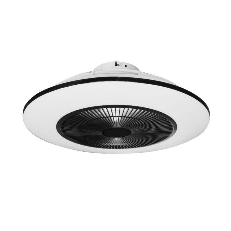 Schwarzer runde Lüfterleuchte nordische LED -Acryl -halb Flush Deckenleuchte für Schlafzimmer