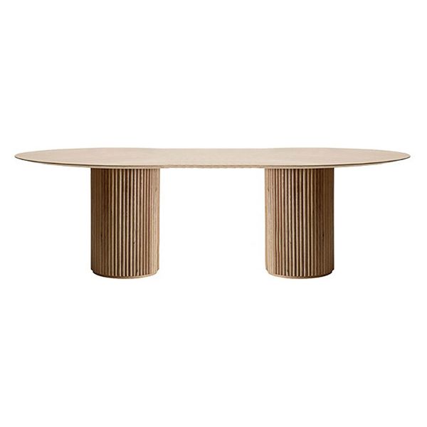 Solid Wood Contemporary Oval Indoor Table Wood Top Table for Dining Room and Kitchen