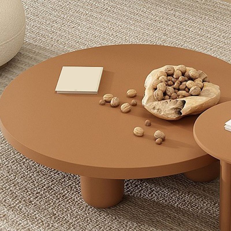 4 Legs Coffee Table Wooden Coffee Cocktail Table with Round Top for Living Room