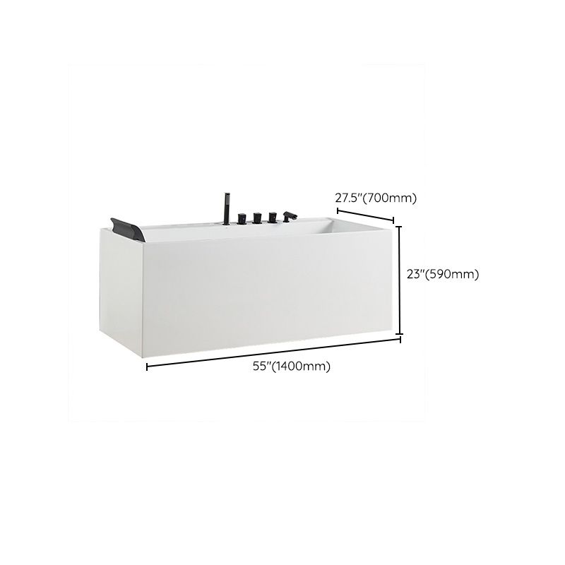 Modern White Rectangle Bathtub Acrylic Freestand Soaking Bathtub with Drain Bath Tub