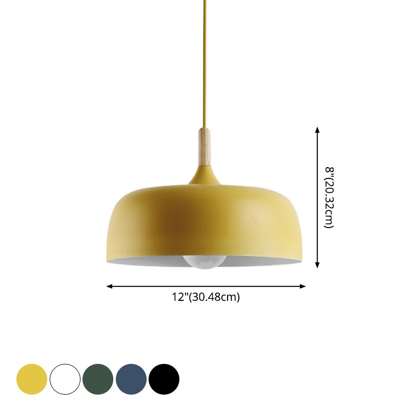 Macaron Color Modern LED Ceiling Light LED Hanging Pendant Light with Wood Lamp Socket