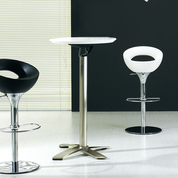 Industrial Folding Metal Bar Table Round Plastic Top 41.3"H Bistro Table