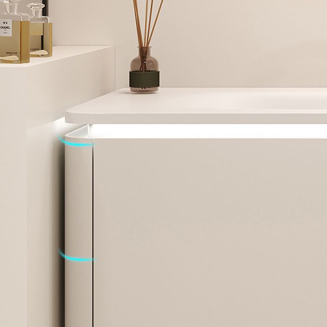 White Rectangular Vanity Single Sink Wall Mounted Wood Frame Bathroom Vanity with Mirror