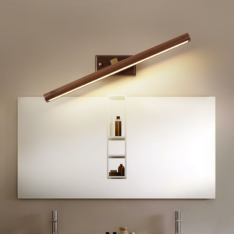 Modern Nordic LED Mirror Light Rotatable Wooden Wall Sconce Light for Bedroom Bathroom