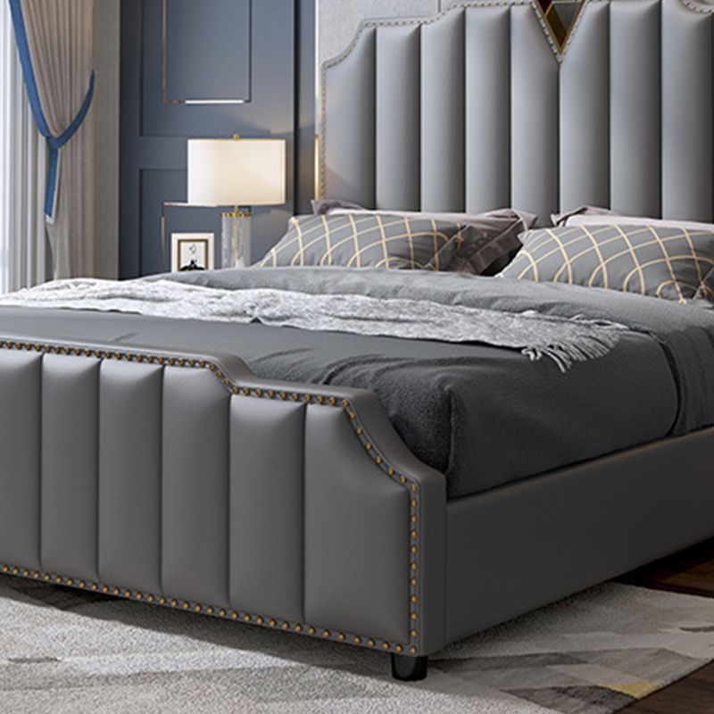 Glam Solid Wood Mattress Included with Headboard Scooped Panel Bed Frame