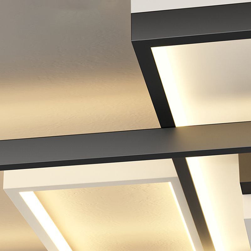 Lámparas de lámpara rectángulo moderna de rectángulo 5 lámparas de montaje de al ras Light en blanco y negro