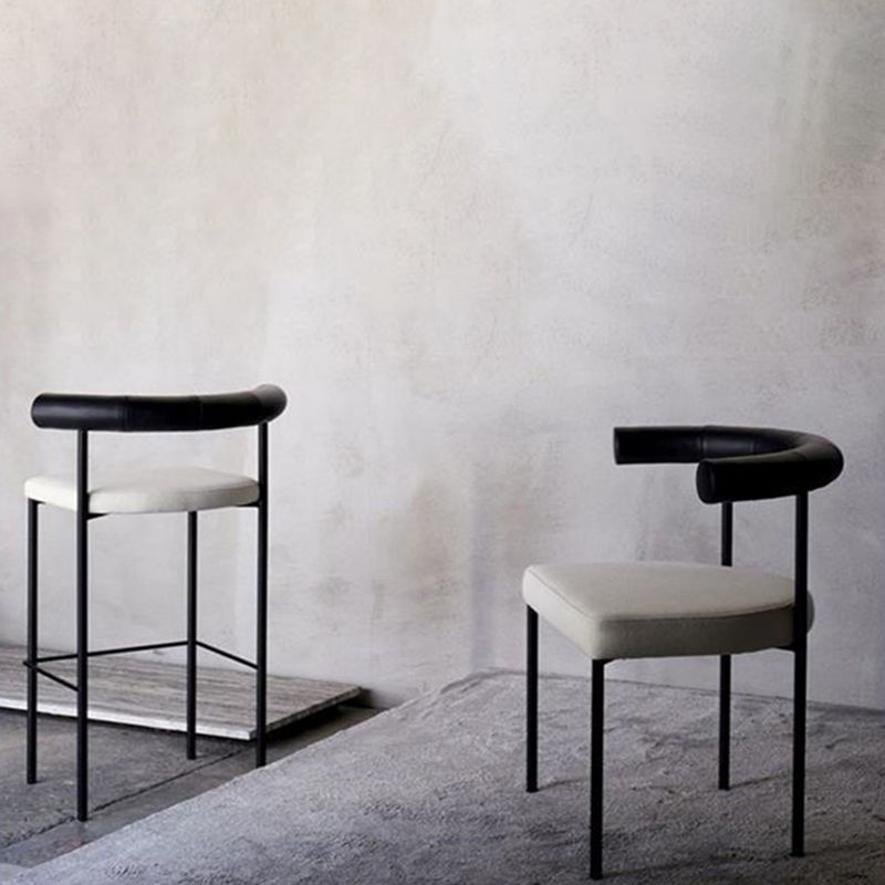 Industrial Style Stool Upholstered Bar Stools with Metal Base