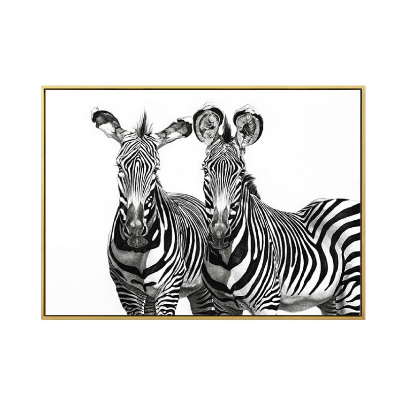 Black Zebras Canvas Wall Art Animal Kids Style Textured Wall Decor for Living Room