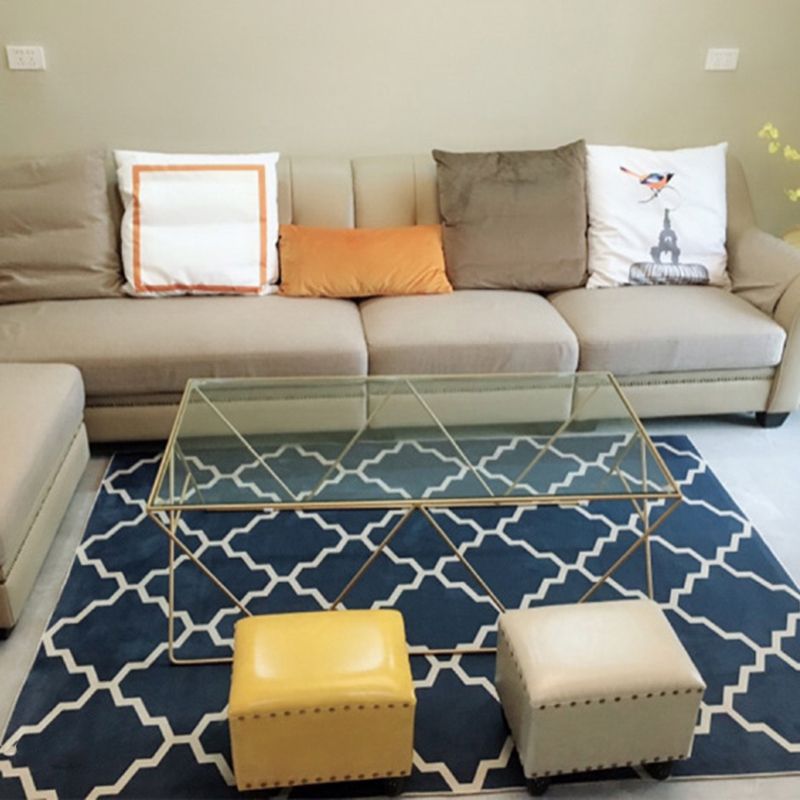 Modern Rectangle Pouf Ottoman Faux Leather Chair Ottoman With Nailhead Trim