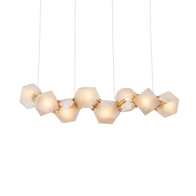 Geometric Frosted Glass Chandelier Lighting Postmodern 6/8/10 Heads Gold Hanging Lamp Kit