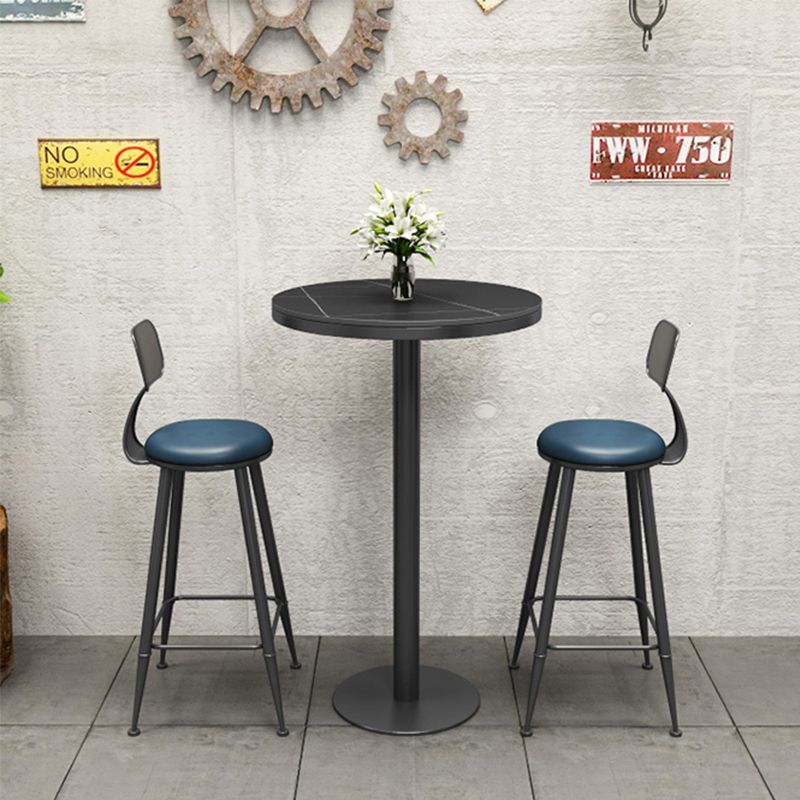 Black Bar Dining Table Sintered Stone Bar Height Cocktail Table with Metal Base