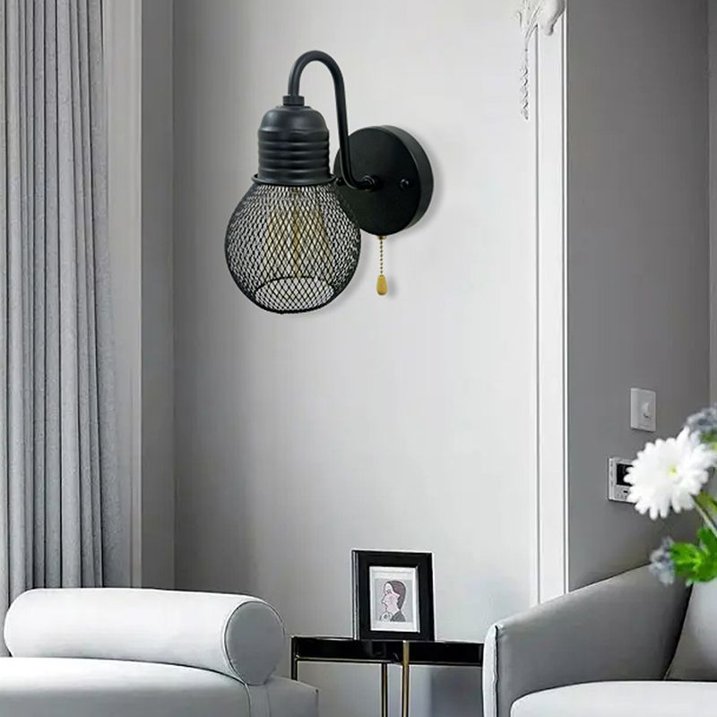 1 Light Wall Mount Light Fixture Industrial Wall Mounted Lighting in Black