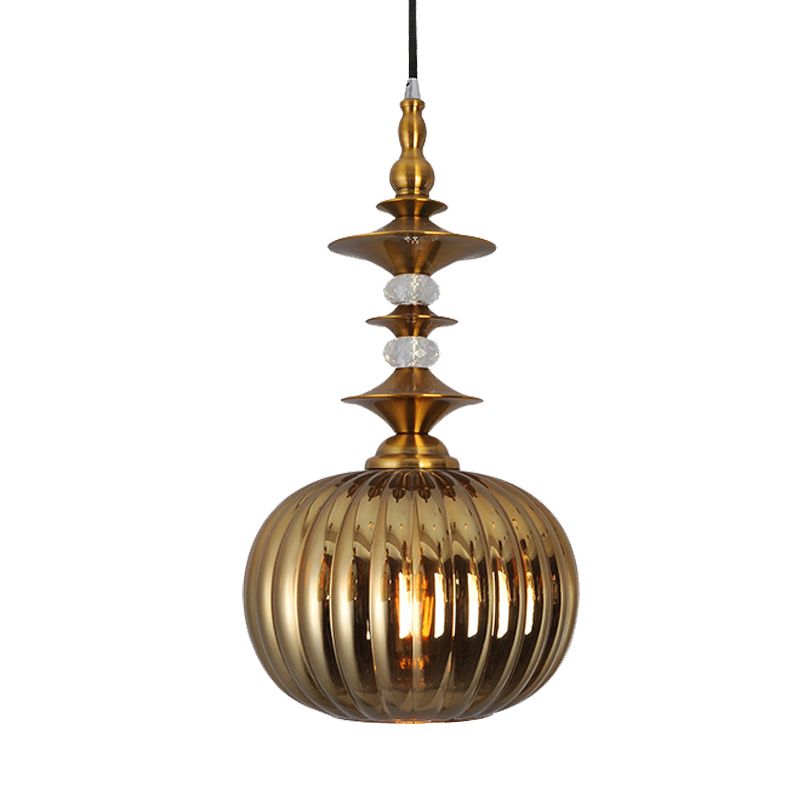 Globe Copper/Chrome/Gold Glass Ceiling Lamp Modernism 1 Head Hanging Lamp Kit for Dining Room