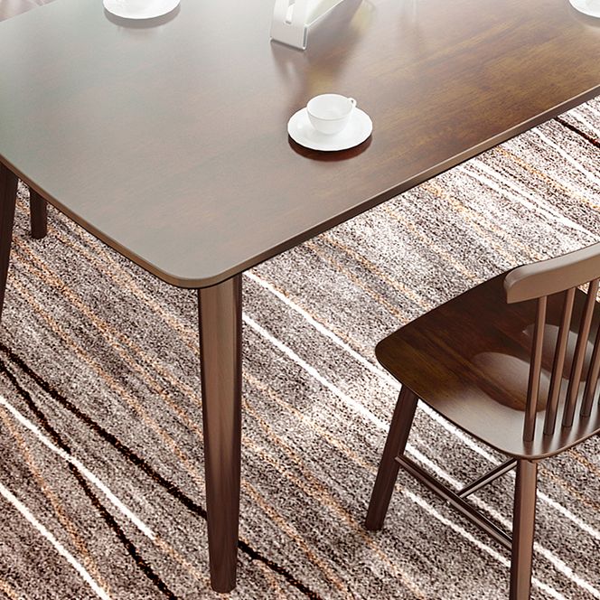 Rectangle 4 jambes Table à manger moderne Table brun Table fixe avec bois massif
