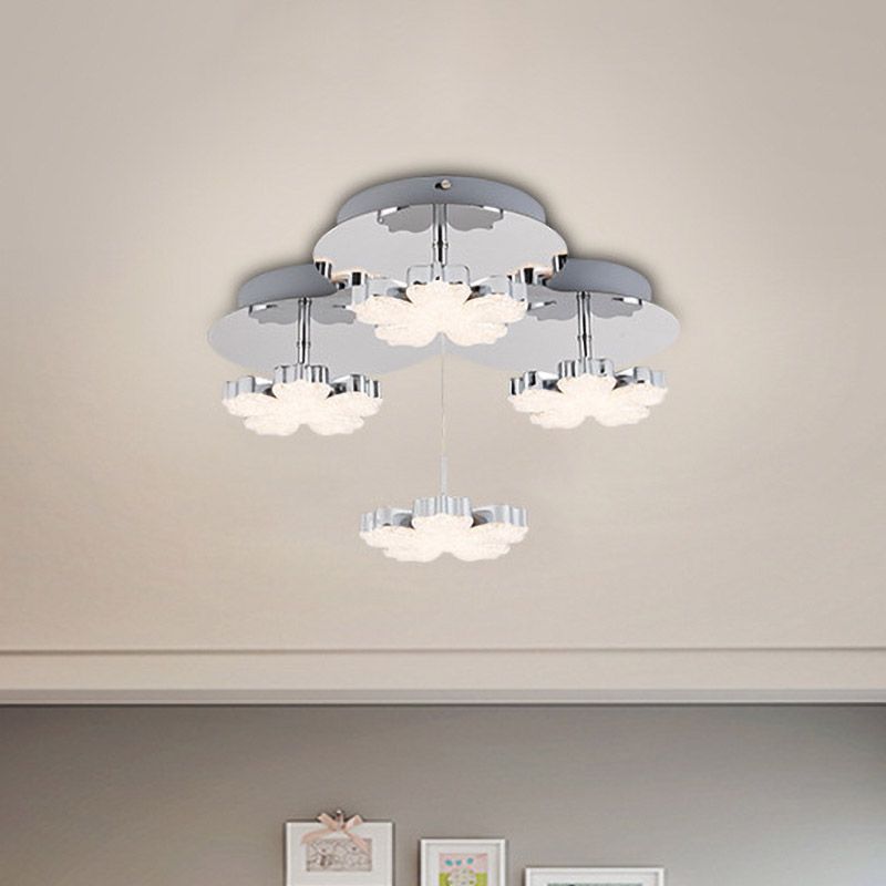 Chrome Petal Semi-Mount Lighting Modern Crystal LED CHAMBRE FUSH PLADIER LIGNER