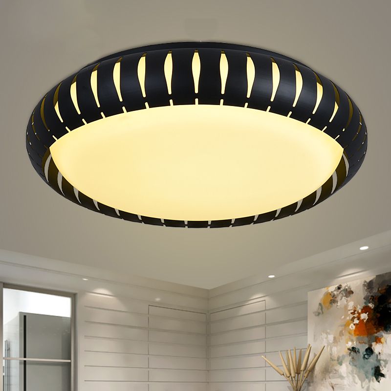 Metalen donut inbouwverlichting Hedendaags wit/zwart LED-inbouwarmatuur met uitgehold ontwerp in wit/warm/3 kleuren licht
