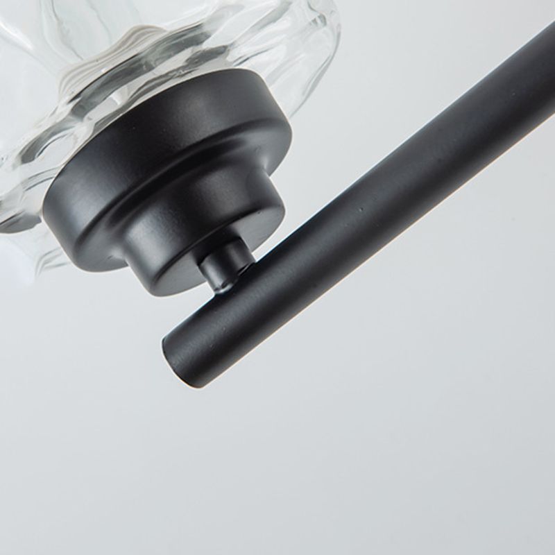 Industrial Metal Wall Light Black 3 Lights Wall Sconce with Glass for Living Room
