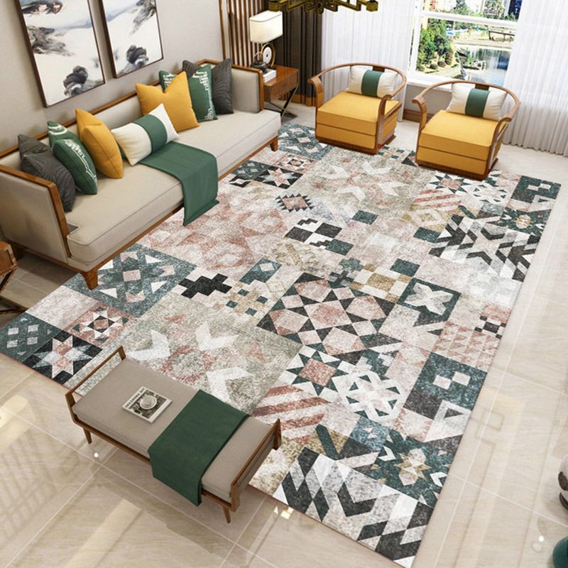 Vintage Medaillon Print Teppich Antiquen Polyester Teppichfleckfest -Widerstandsbereich Teppich für Wohnkultur