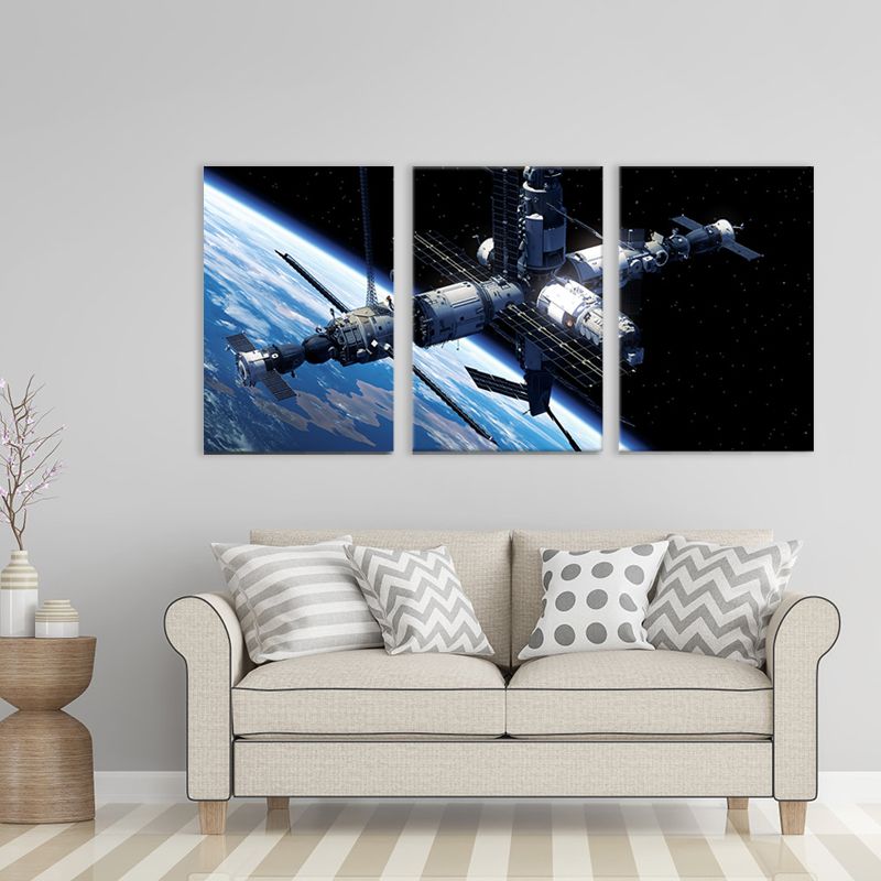 Fictional Spacecraft Canvas Art Print Textured Modern for Girls Bedroom Painting