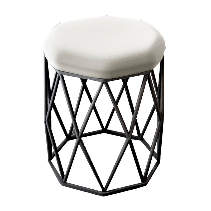 Glam Ottoman Velvet Tear Resistant Solid Color Round Ottoman with Metal Legs