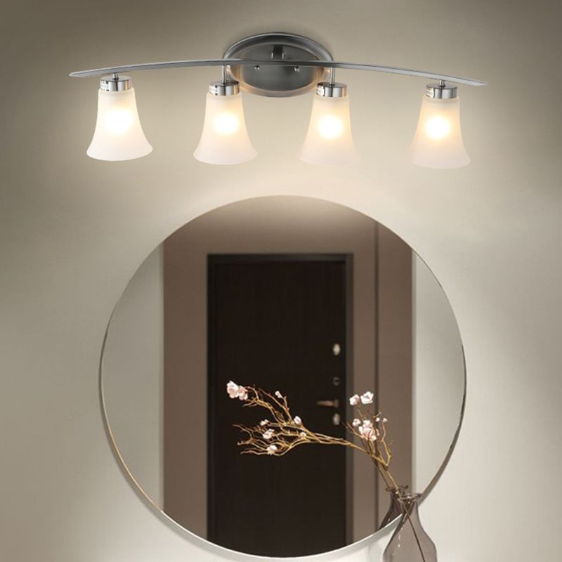 American Simplicity Wall Mounted Lights 4 Lights Opal White Glass Vanity Wall Sconce for Bathroom