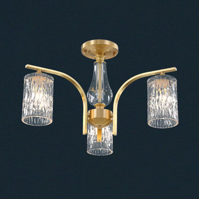 Light Luxury Crystal Ceiling Lamp Cylinder Shape Ceiling Light for Bedroom