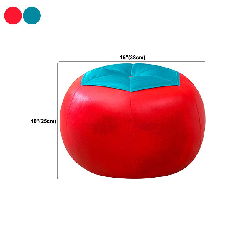 Contemporary Pouf Ottoman Faux Leather Upholstered Spherical Ottoman