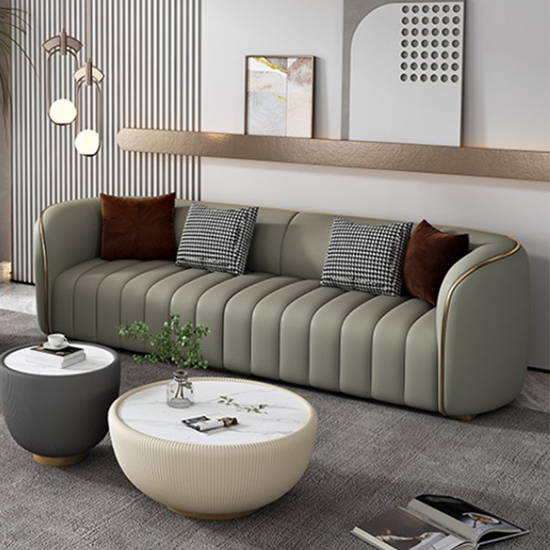 Modern Style Leather Sofa Living Room Tuxedo Arm Sofa Tight Back Seating