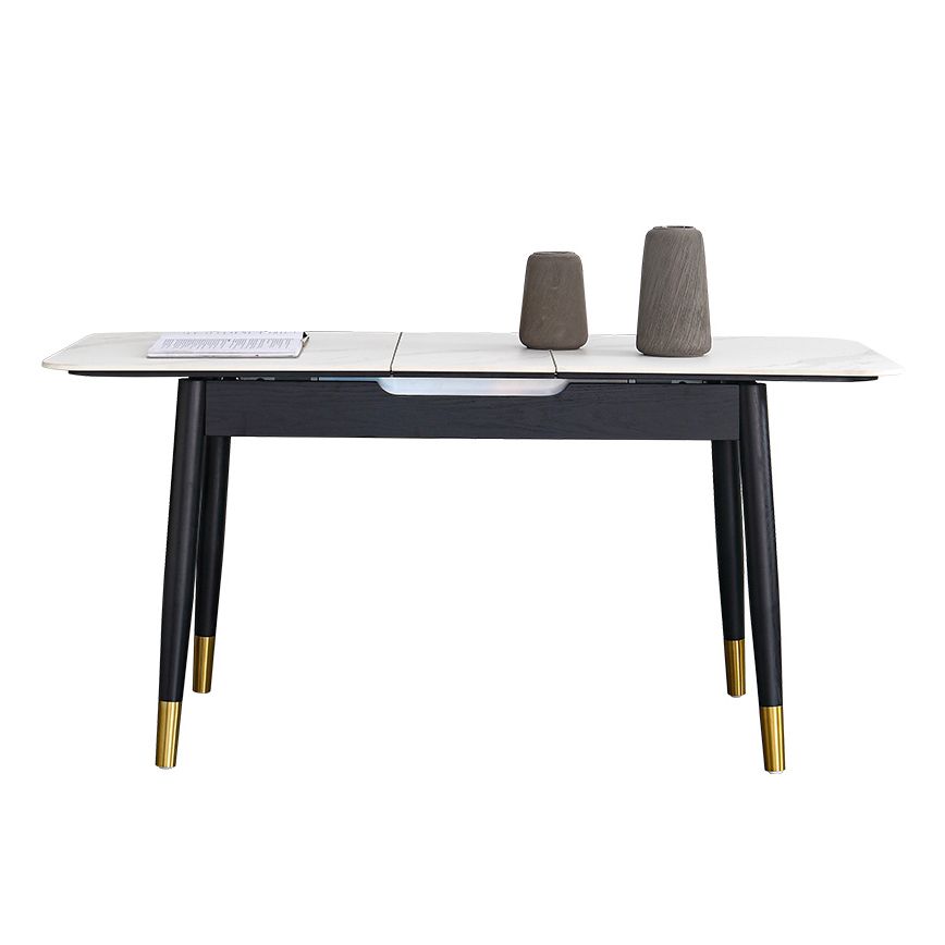 Minimalist Sintered Stone Extendable Dining Set Rectangle Shape White Dining Set for Kitchen