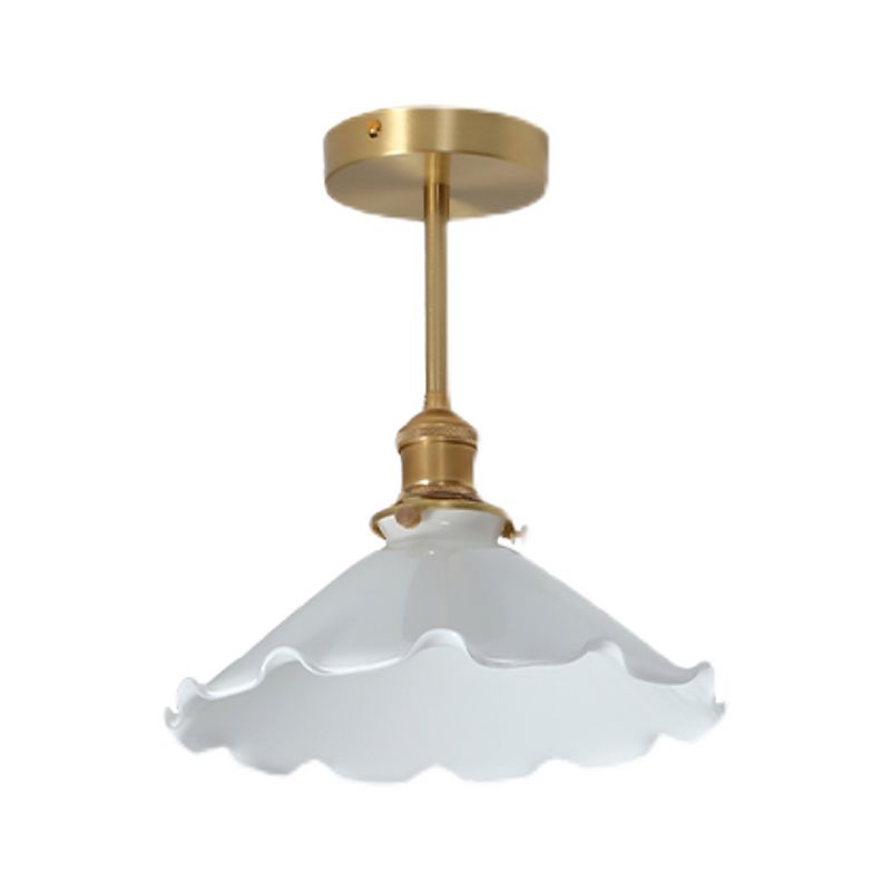 Plafonnier Semi-encastré en verre et Bronze, Style créatif moderne, plafonnier géométrique en cuivre pour couloir