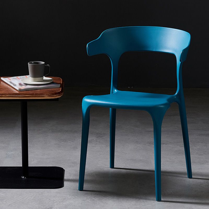 Sillas de comedor de plástico escandinavo, sillones con respaldo abierto para el hogar (juego de 4)