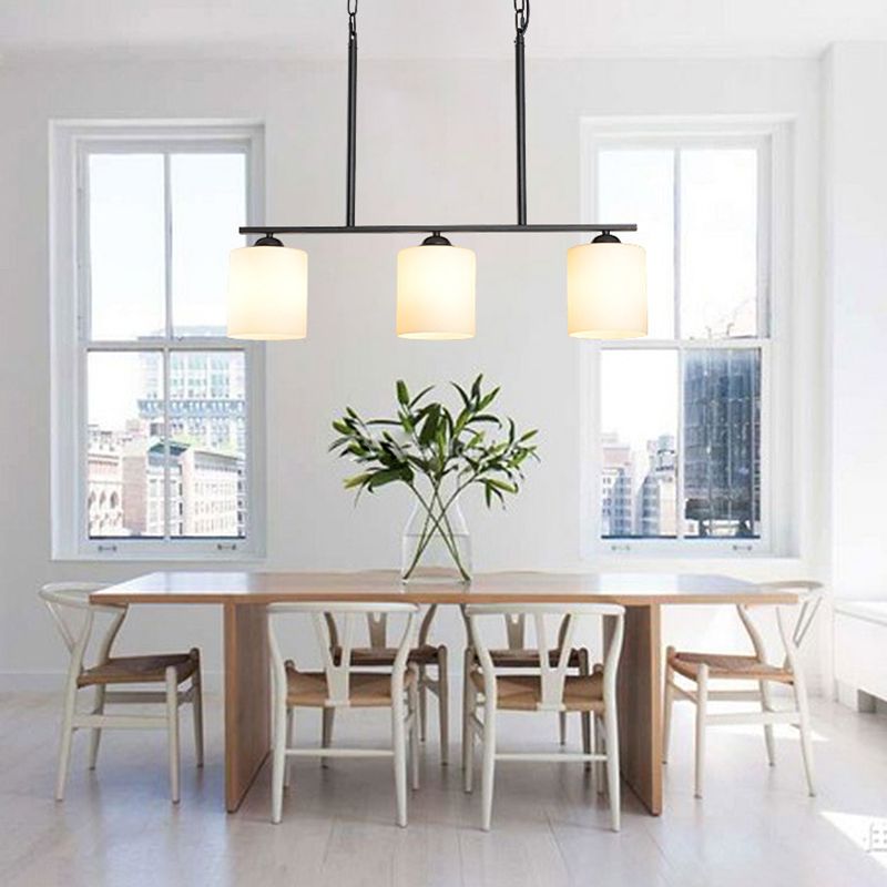 Modern Style Cylinder Chandelier Light Glass 3 Lights Hanging Ceiling Light