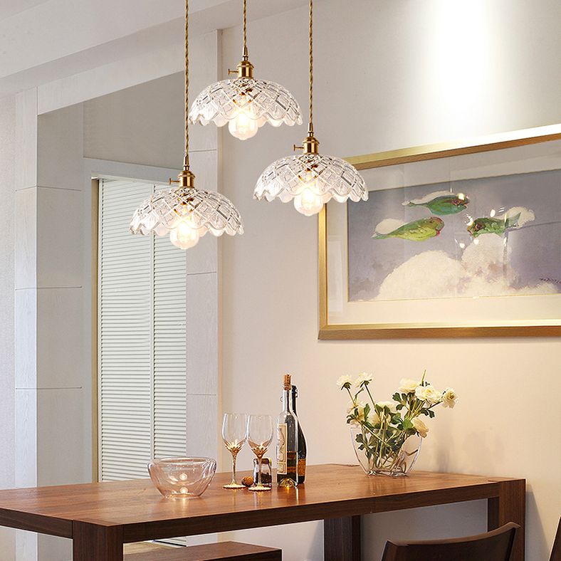 3 Lights Multi Light Pendant Modern Simple Prismatic Glass Hanging Light for Restaurant