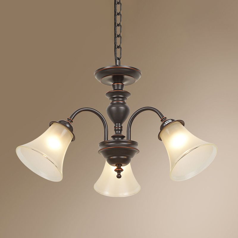 Flare Restaurant Kroonluchter verlichting Land Frosted Glass Zwart hangend plafondlicht