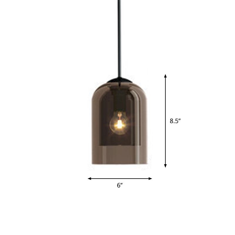 Dual Dome -Nacht -Pendel Lichtglas 1 Glühbirne Nordischer Anhängerleuchte
