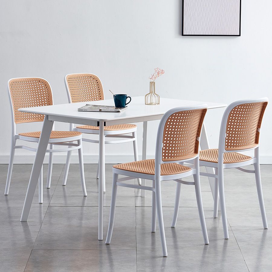 Tropical Style Wicker Dining Chairs Open Back Dining Side Chair for Kitchen