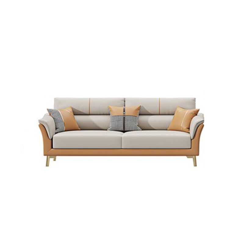 Faux Leather Stain Resistant Watertight Flared Arm Modern Sofa Couch