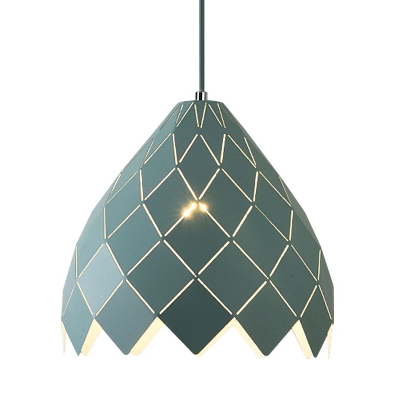 Macaron Pipe Cone Pendant Light 1 Head Metal Hanging Light for Restaurant Kitchen Island