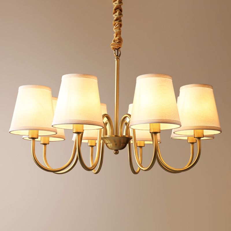 Gold Copper Pendant Light in Traditional Classic Style Flax Sputnik Hanging Light for Living Room