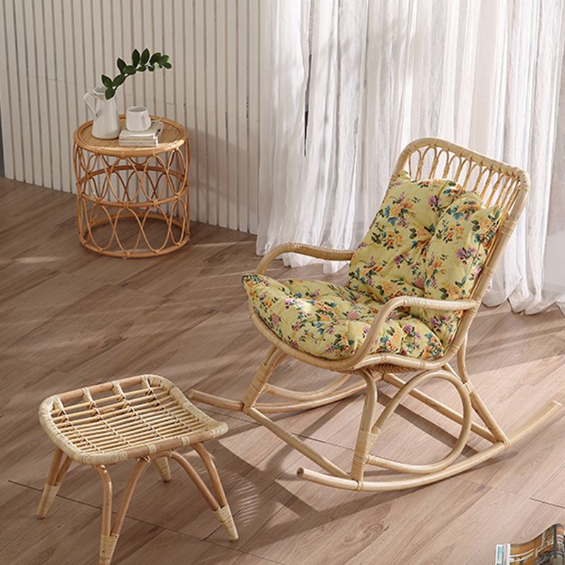 Contemporary Wicker Rocking Accent Chair Natural Rocker Chair Spindle