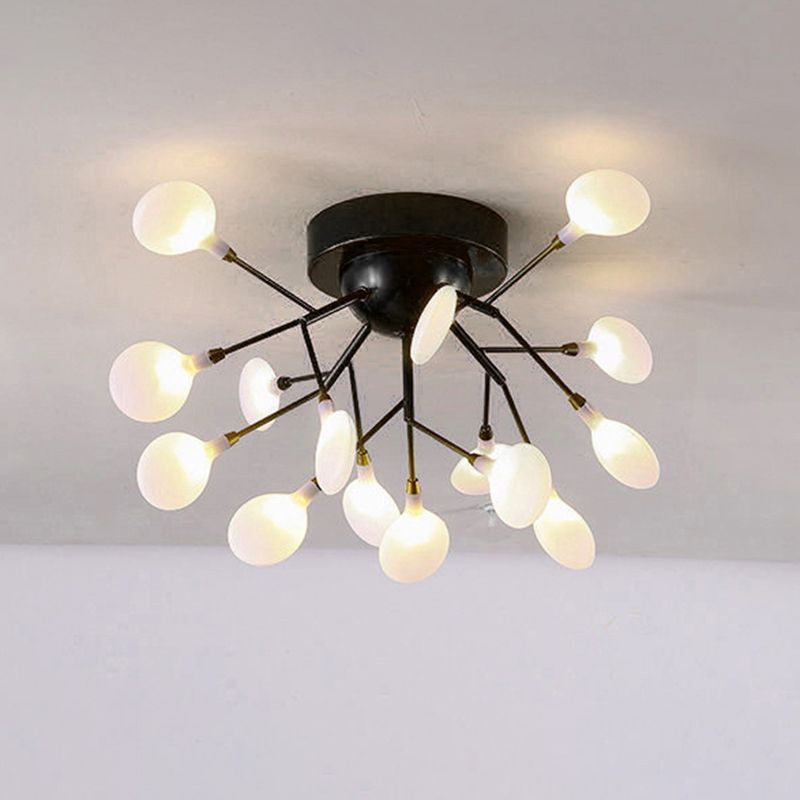 Metallic Tree Branch LED Semi Flush Light Nordic Style Flush Mount Ceiling Chandelier