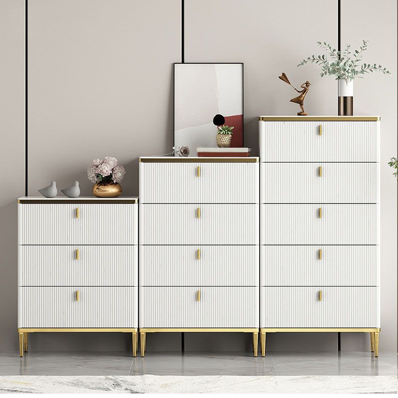 Bedroom Glam Storage Chest Stone Chest in White with Drawers